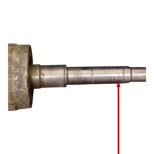 Flygt Pump Rotor Shaft Sleeve A red arrow pointing to Flygt Pump Rotor Shaft Sleeve