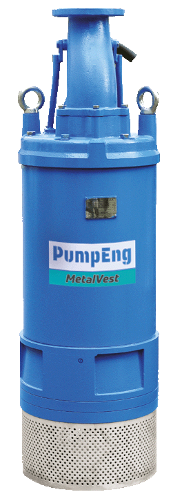 A 37kw MetalVest High Head submersible pump with the PumpEng branding printed on the front