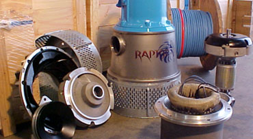 PumpEng Submersible Raptor Pump and assorted Pump Parts