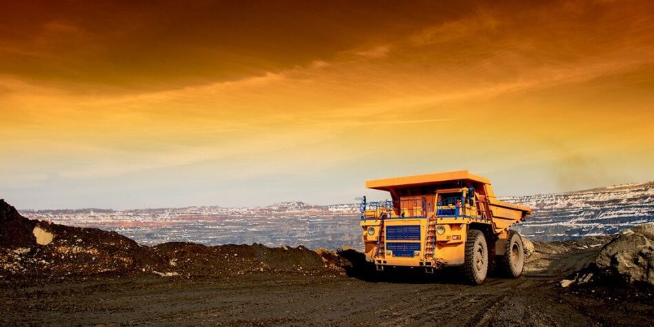 Autonomous mining truck driving on the surface of an underground mine